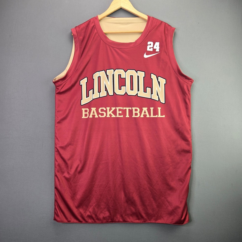 Nike Basketball Jersey Lincoln Reversible Mesh Maroon Tan XL Athletic Tank Top